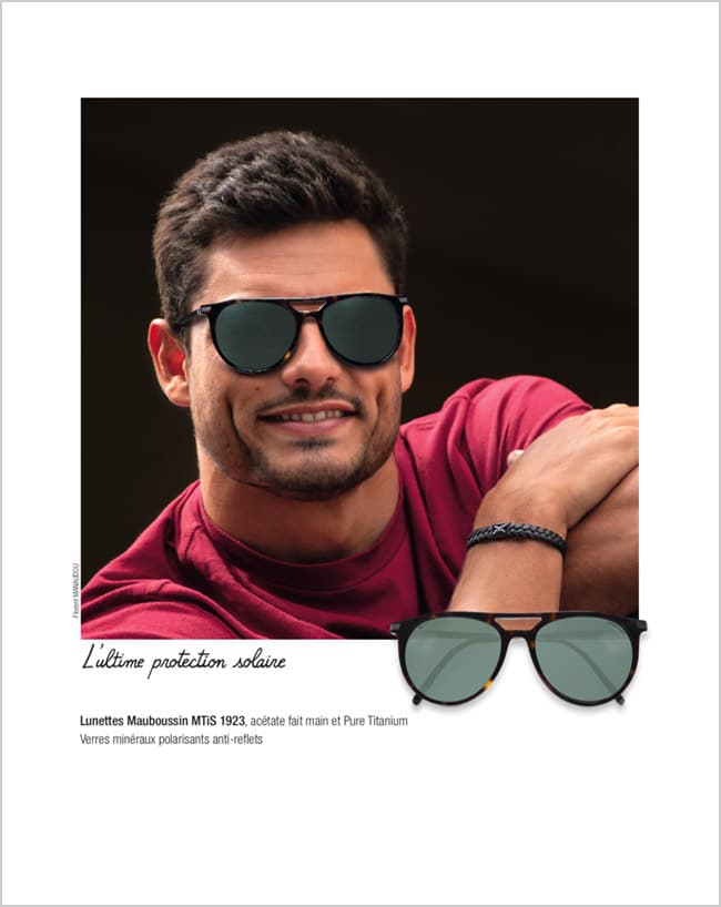 Mauboussin turns its attention to men: with florent manaudouwearing sunglasses