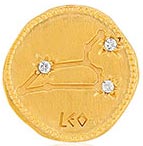 Pendentif en or représentant la constellation du Lion avec trois cristaux incrustés. marque maty